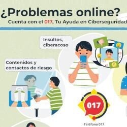 Cartel informativo: ¿Problemas online? Cuenta con el 017, Tu Ayuda en Ciberseguridad