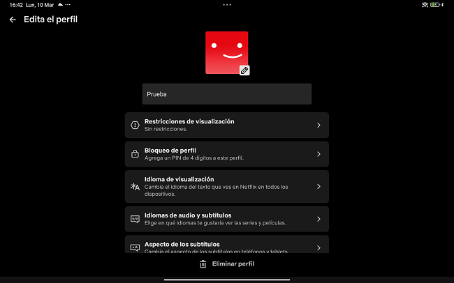 Editar el perfil Netflix