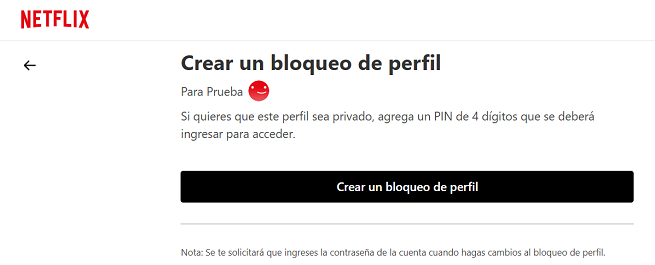 Creación bloqueo de perfil Netflix