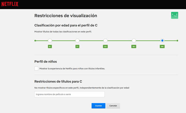 Restricciones de visualización por edad Netflix