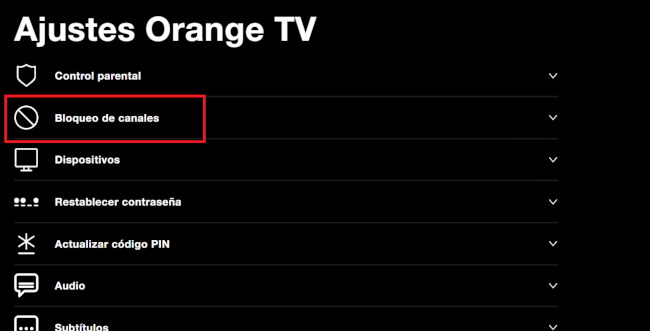 Ajustes Orange TV
