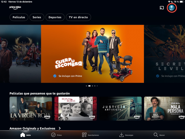 Perfil de Prime Video
