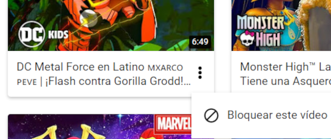 Bloqueo video Youtube Kids