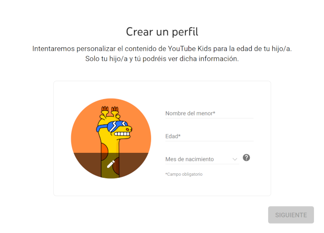 Crear perfil infantil Youtube Kids