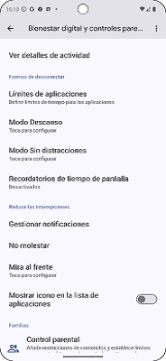 Bienestar digital y controles parentales Android