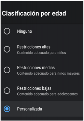 Ajustes de bloqueo Android TV
