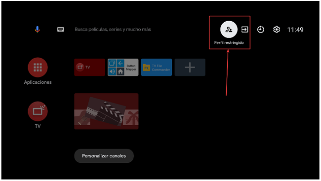 Menú principal Android TV