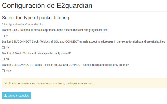 Configuración de E2Guardian CTparental