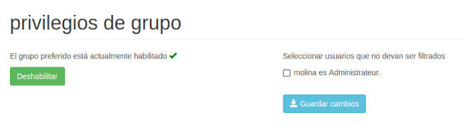 Privilegios de grupo CTparental