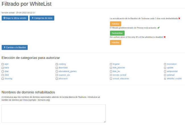 Lista blanca CTparental
