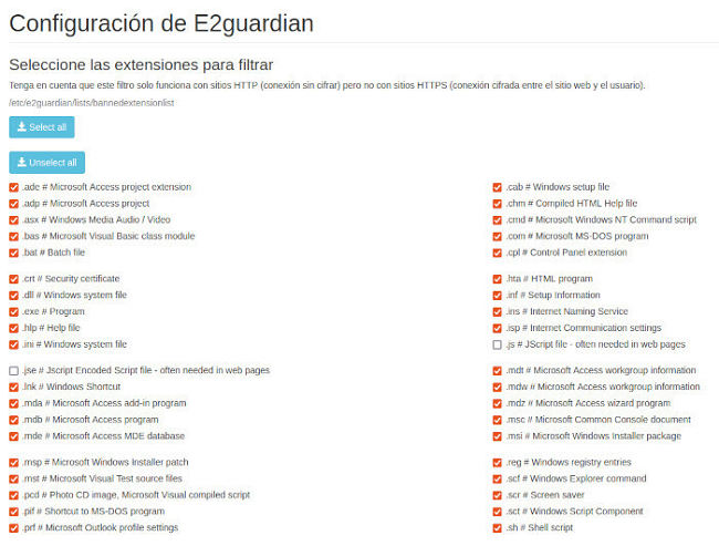 Configuración E2Guardian CTparental