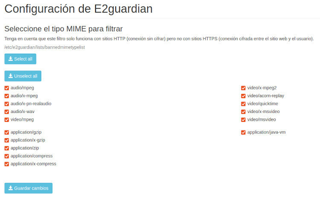 Configuración E2Guardian CTparental