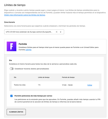 Límites de tiempo Epic Games