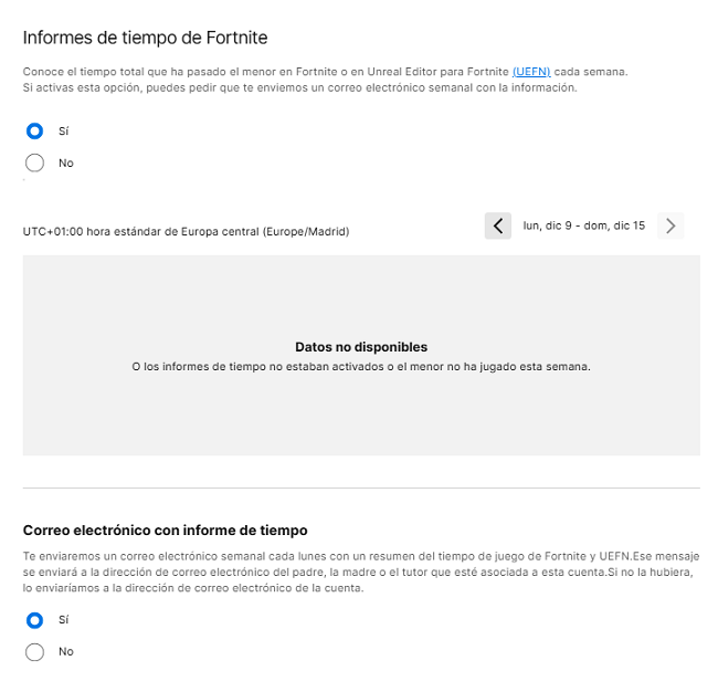Informes de uso Epic Games