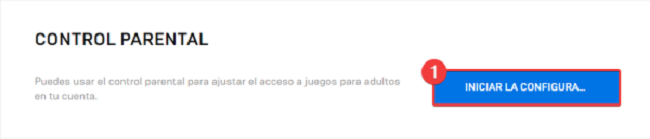 Iniciar la configuración de control parental Epic Games