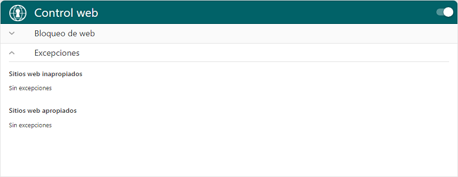 Control Web ESET Control Parental