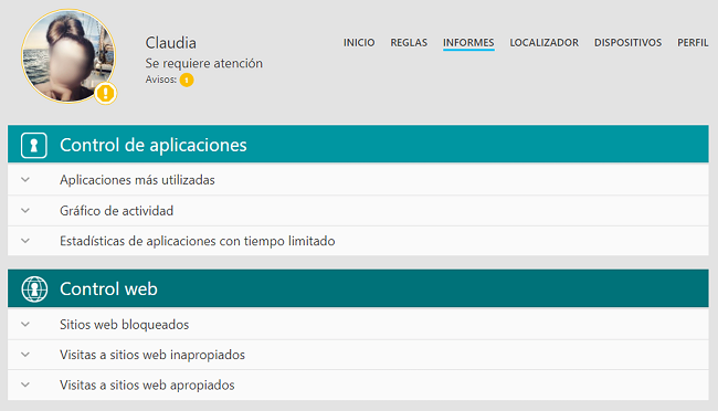 Informes ESET Control Parental