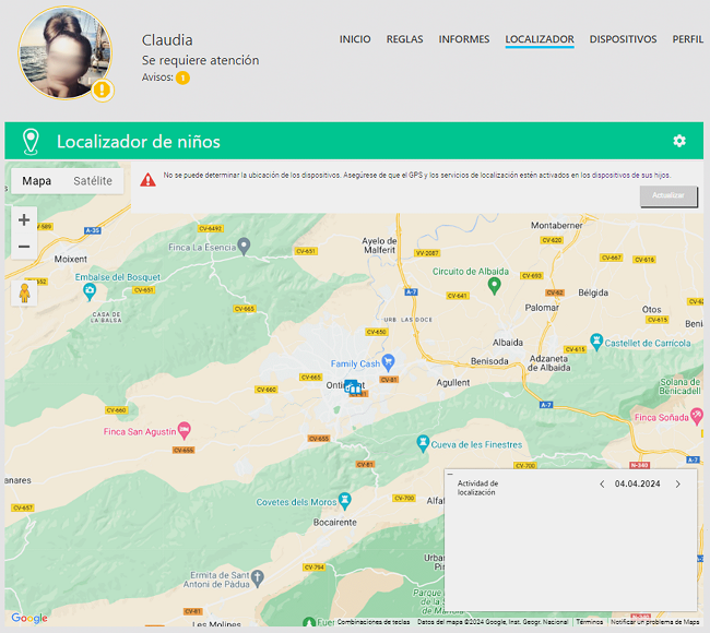 Localizador GPS ESET Control Parental