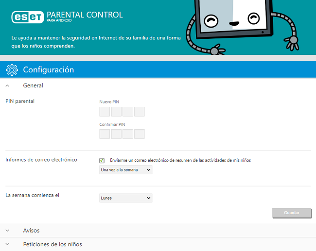 Protección de la configuración ESET Control Parental