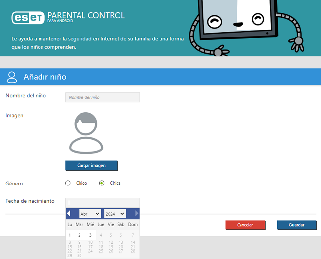 Añadir un menor ESET Control Parental