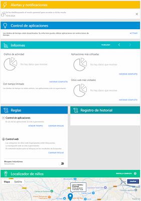 Pestaña inicio ESET Control Parental