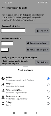 Control de audiencia Facebook