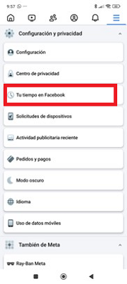 Configuración y privacidad Facebook