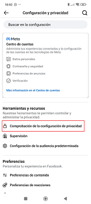 Configuración y privacidad Facebook
