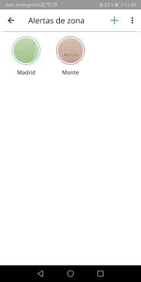 Zonas disponibles Family Locator