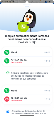 Bloqueo de llamadas de desconocidos FindMyKids