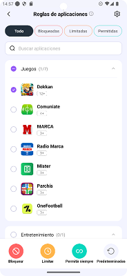 Reglas de aplicaciones FamiSafe