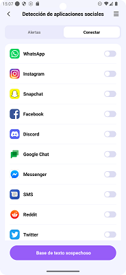 Detección de aplicaciones sociales FamiSafe