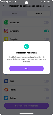 Detección habilitada FamiSafe