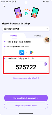 Introducir código seis dígitos FamiSafe