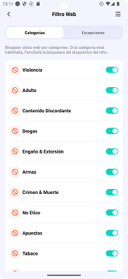 Filtro web FamiSafe