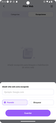 Añadir excepciones web FamiSafe