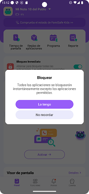 Bloqueo inmediato FamiSafe