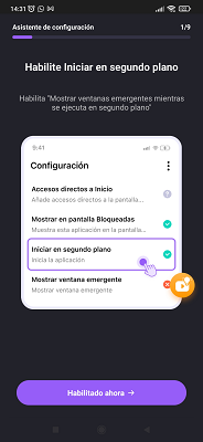 Habilitar inicio en segundo plano FamiSafe