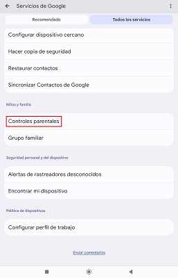 Servicios de Google Family Link
