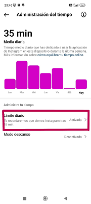 Límite de tiempo Instagram