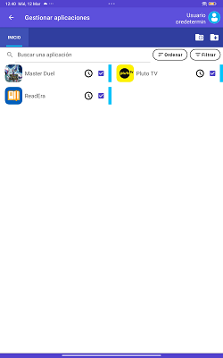 Gestionar aplicaciones KidsPlace