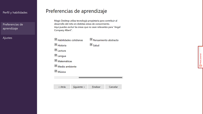 Preferencias de aprendizaje Magic Desktop