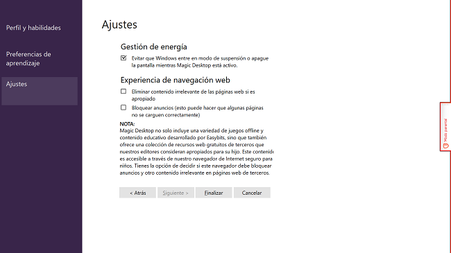 Ajustes Magic Desktop