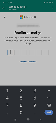 Escribir código de confirmación Microsoft