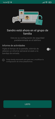 Confirmación de aceptación Microsoft