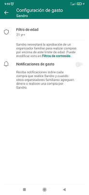 Configuración de gasto Microsoft