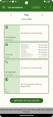 Uso diario del teléfono MMGuardian