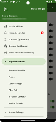 Menú desplegable MMGuardian