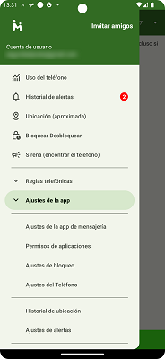 Menú desplegable MMGuardian