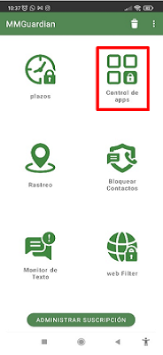 Menú funciones MMGuardian